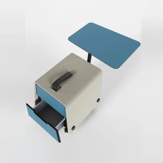 Pouf à roulettes avec plateau Pony