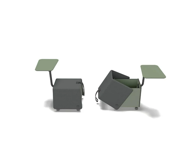 Pouf à roulettes avec plateau Pony