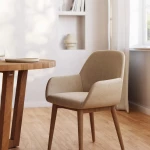 Chaise  Konna beige avec pieds en frêne foncé - 7