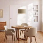 Chaise  Konna beige avec pieds en frêne foncé - 8