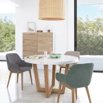 Chaise  Konna beige avec pieds en frêne foncé - 9