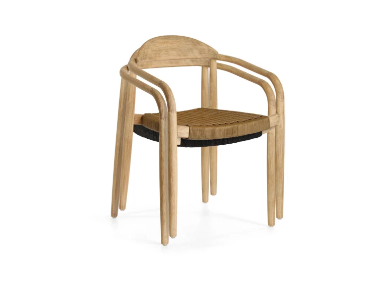 Chaise Nina en bois d'accacia et corde beige