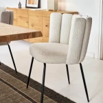 Chaise en tissu bouclette blanc Aniela - 6