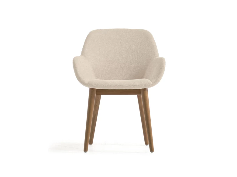 Chaise  Konna beige avec pieds en frêne foncé