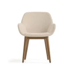 Chaise  Konna beige avec pieds en frêne foncé - 1