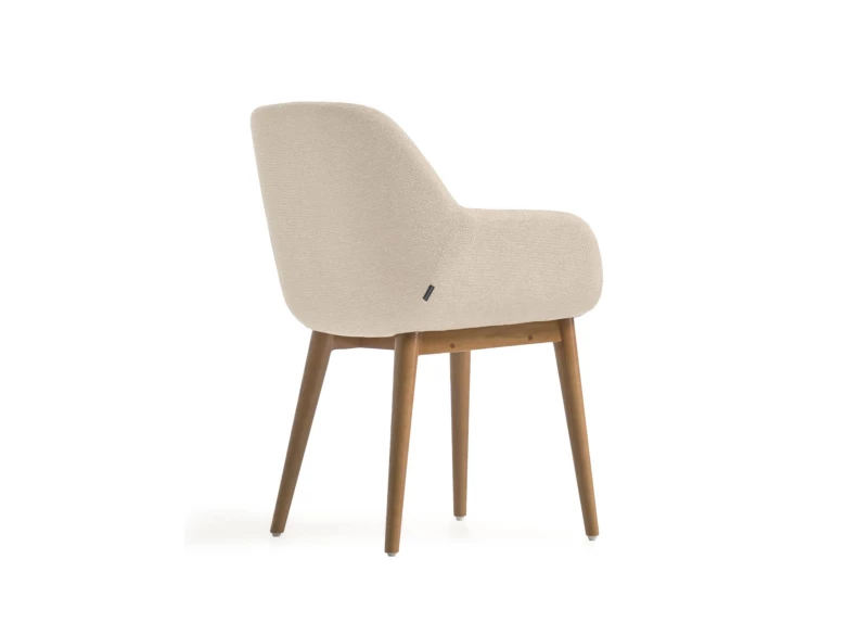 Chaise  Konna beige avec pieds en frêne foncé