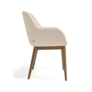 Chaise  Konna beige avec pieds en frêne foncé