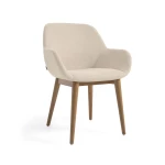 Chaise  Konna beige avec pieds en frêne foncé - 5