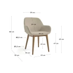 Chaise  Konna beige avec pieds en frêne foncé - 6