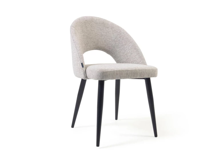 Chaise Mael beige avec pieds en acier noir