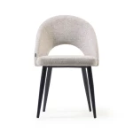 Chaise Mael beige avec pieds en acier noir - 1