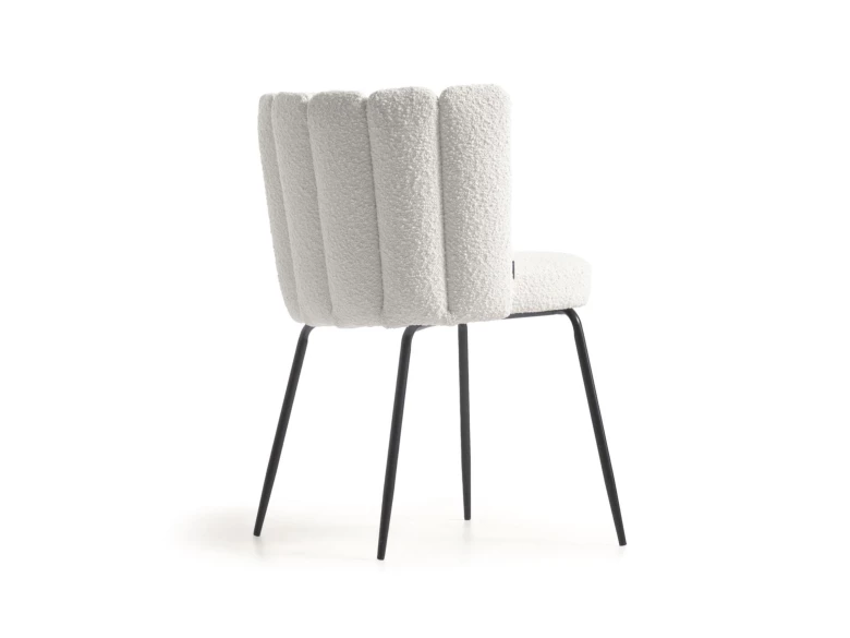 Chaise en tissu bouclette blanc Aniela