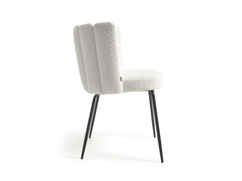 Chaise en tissu bouclette blanc Aniela