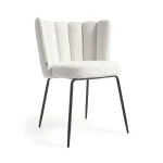 Chaise en tissu bouclette blanc Aniela - 2
