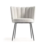 Chaise en tissu bouclette blanc Aniela - 1
