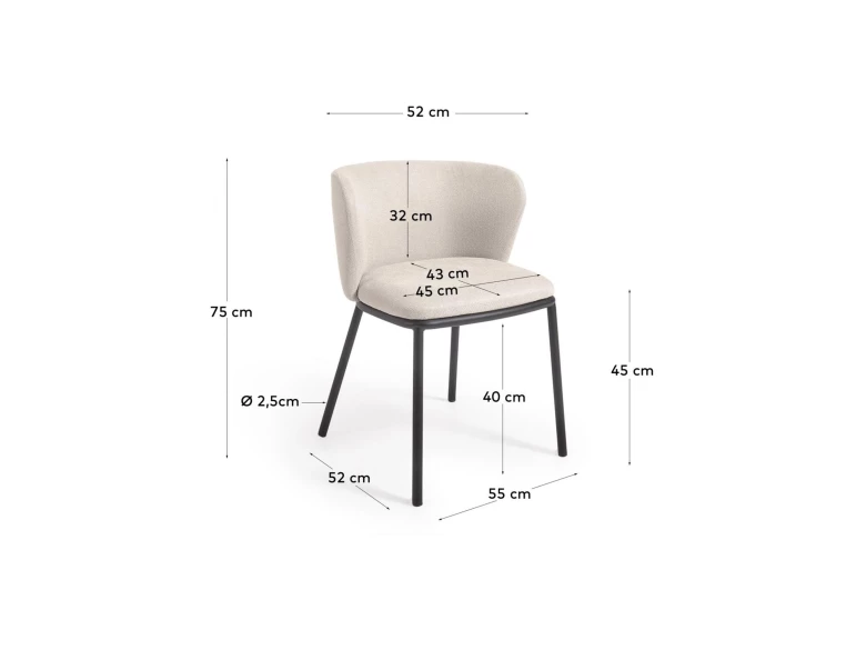 Chaise Ciselia Beige et pieds noirs