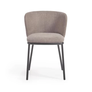 Chaise Ciselia en tissu marron et pieds noirs