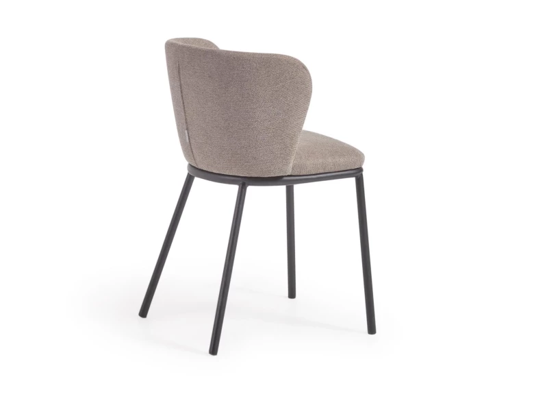 Chaise Ciselia en tissu marron et pieds noirs