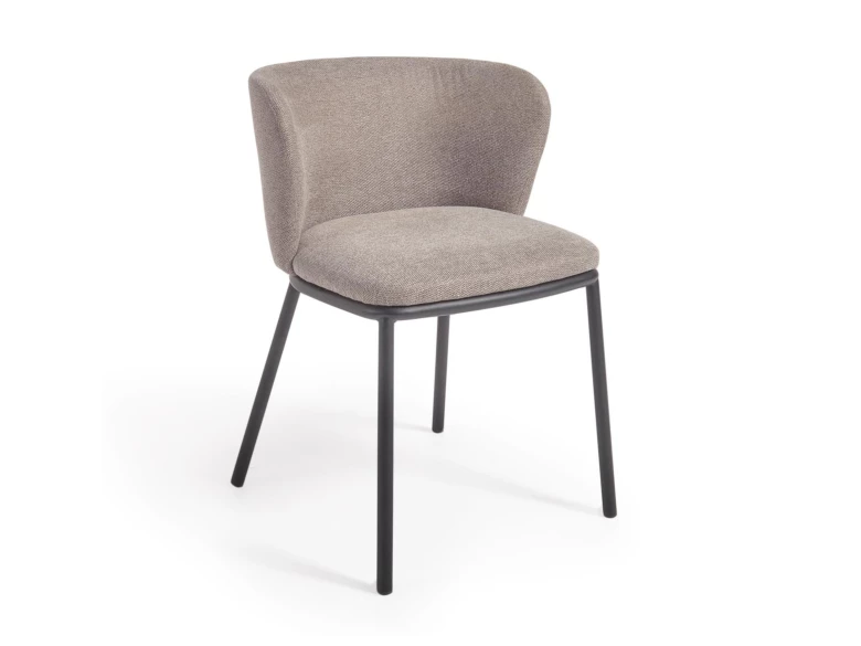 Chaise Ciselia en tissu marron et pieds noirs