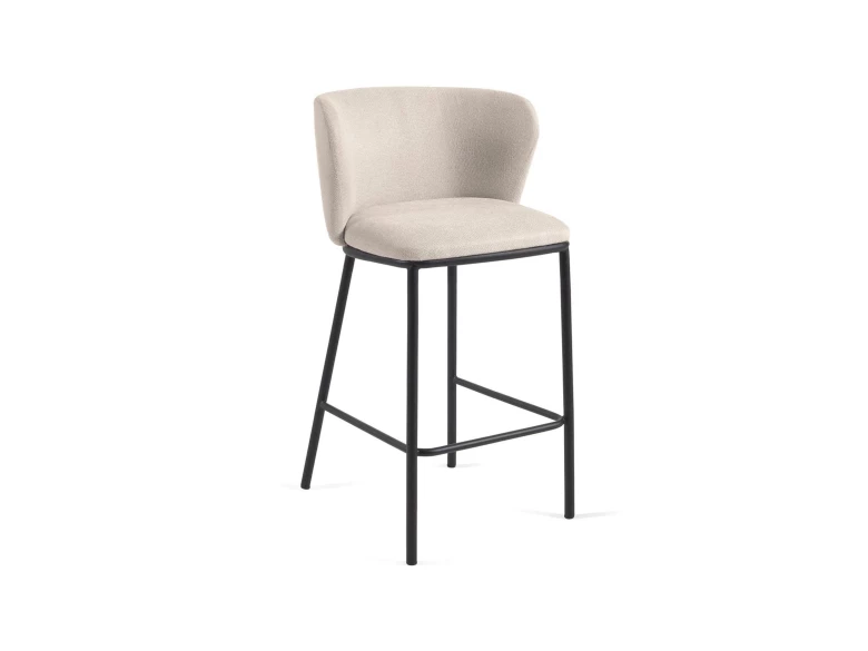 Tabouret haut Ciselia en tissu beige