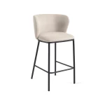 Tabouret haut Ciselia en tissu beige - 4