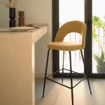 Tabouret haut Mahalia en tissu Moutarde - 6