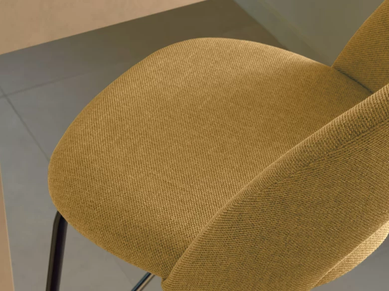 Tabouret haut Mahalia en tissu Moutarde