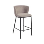 Tabouret haut Ciselia en tissu marron clair - 3