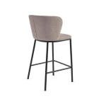 Tabouret haut Ciselia en tissu marron clair - 5