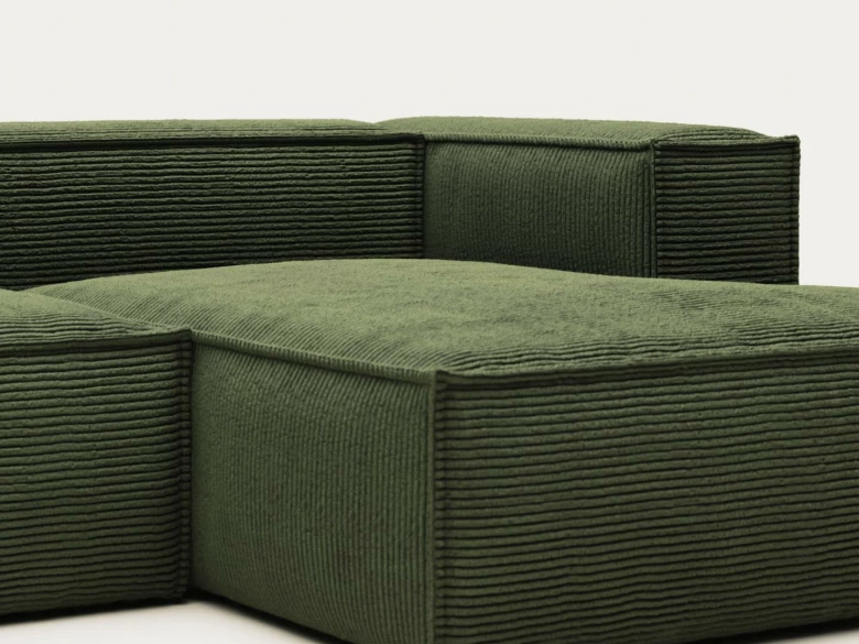 Canapé Blok 2 places avec méridienne en tissu vert