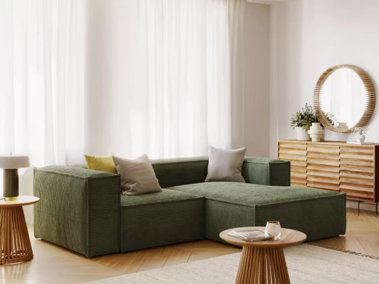 Canapé Blok 2 places avec méridienne en tissu vert