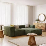 Canapé Blok 2 places avec méridienne en tissu vert - 3