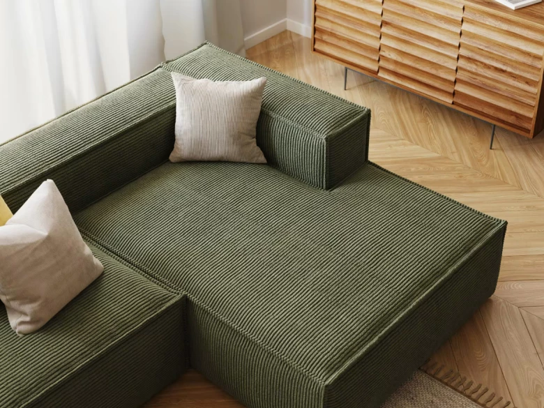 Canapé Blok 2 places avec méridienne en tissu vert