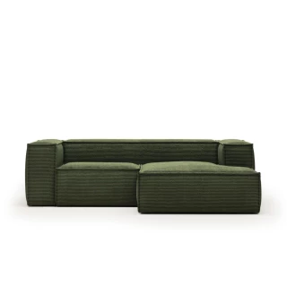 Canapé Blok 2 places avec méridienne en tissu vert