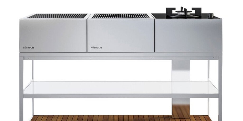 Open Kitchen Röshults 150 Grill Yacht Edition en acier et teck