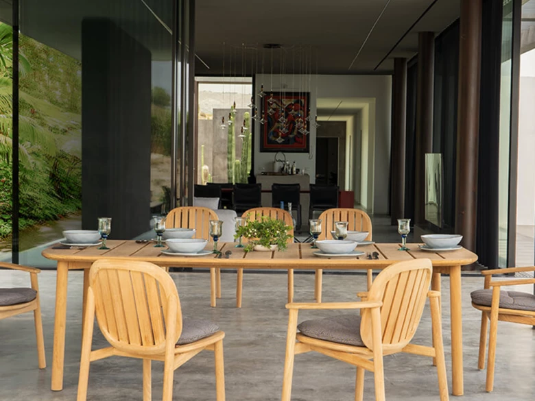 Chaise en teck avec accoudoirs Twins (lot de 2)