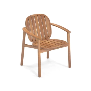 Chaise en teck avec accoudoirs Twins (lot de 2)