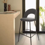 Tabouret haut Mahalia en tissu gris foncé - 6