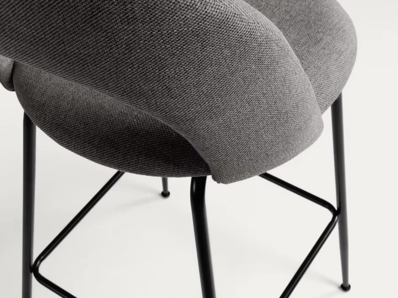 Tabouret haut Mahalia en tissu gris foncé