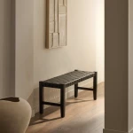 Banc Calixta en cuir et bois d'acajou - 4