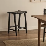 Tabouret Calixta en cuir et bois d'acajou - 5