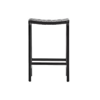 Tabouret Calixta en cuir et bois d'acajou