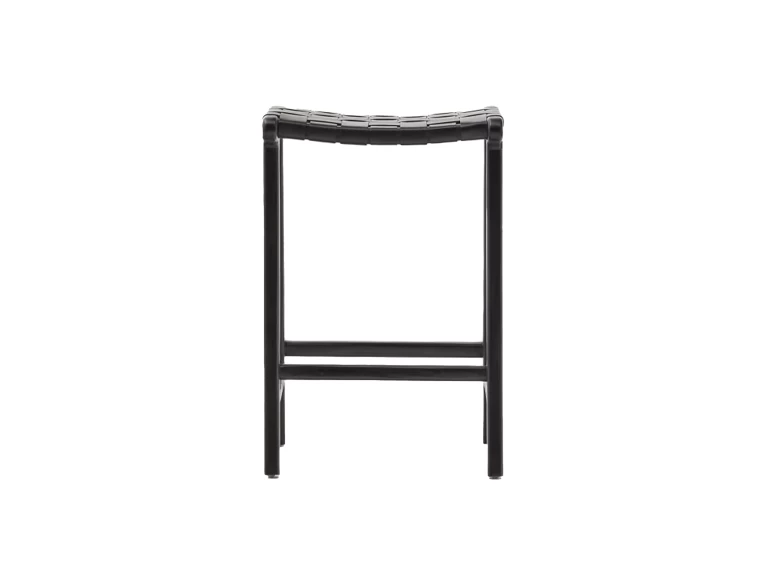 Tabouret Calixta en cuir et bois d'acajou