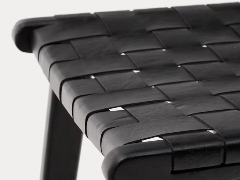 Tabouret Calixta en cuir et bois d'acajou