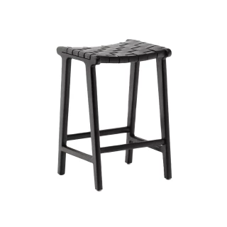 Tabouret Calixta en cuir et bois d'acajou