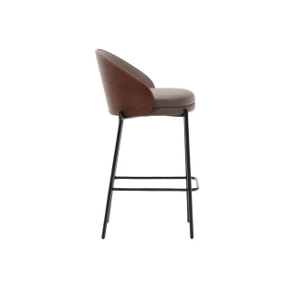 Tabouret Eamy en cuir marron 65cm