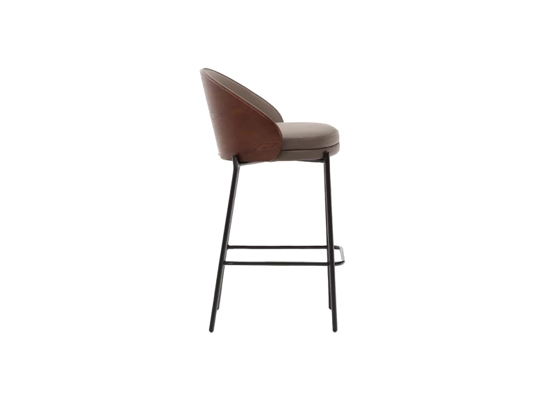 Tabouret Eamy en cuir marron 65cm