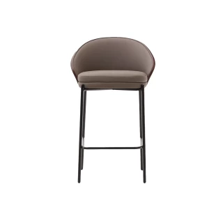Tabouret Eamy en cuir marron 65cm