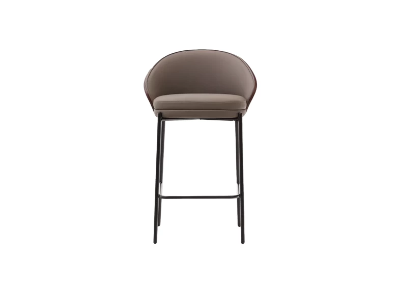 Tabouret Eamy en cuir marron 65cm