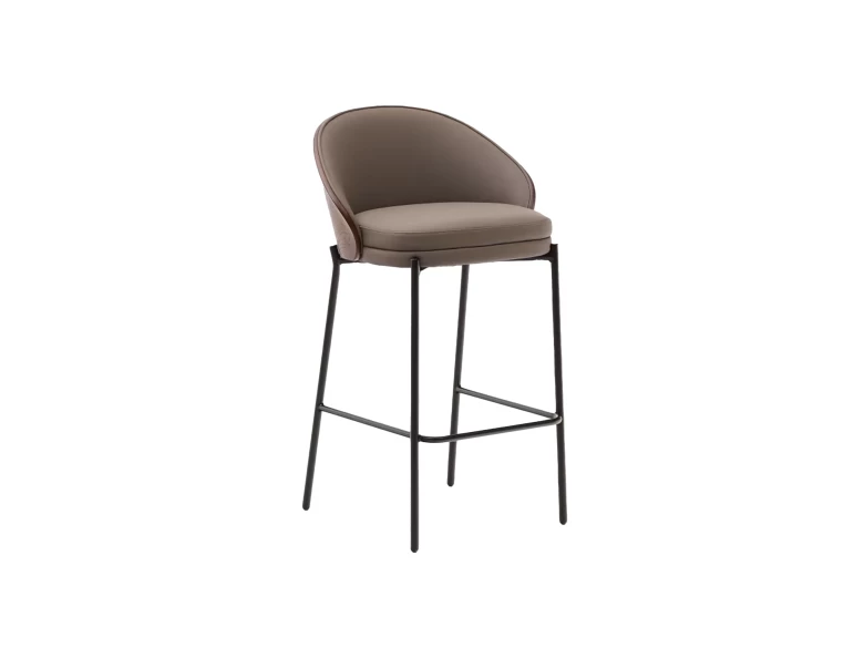 Tabouret Eamy en cuir marron 65cm